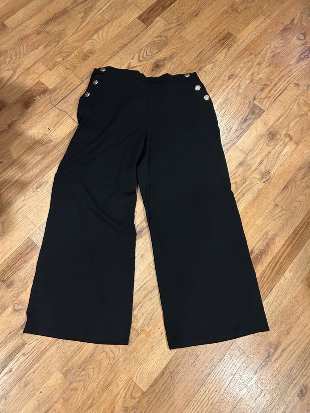 LG Black Wide-Leg Sailor-Button Pants